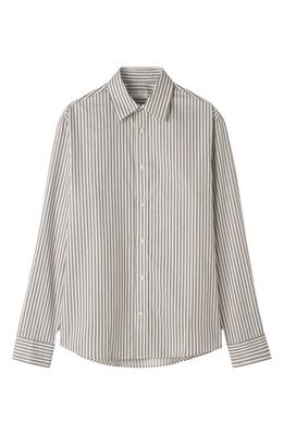 Tiger of Sweden Lowan Slim Fit Stripe Cotton Button-Up Shirt in Winter White