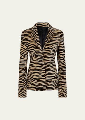 Tiger Stripe-Print Tailored Blazer