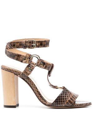 Tila March T-bar crocodile-effect sandals - Brown