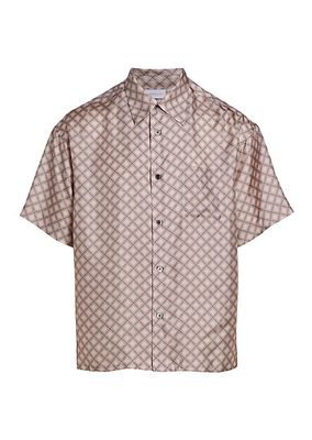 Tile Silk Button-Front Shirt