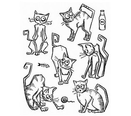 Tim Holtz Cling Stamp Set - Crazy Cats