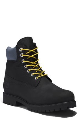 Timberland 6-Inch Heritage Waterproof Mixed Media Boot in Jet Black