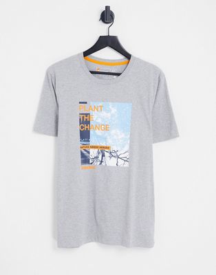 Timberland front graphic T-shirt in gray