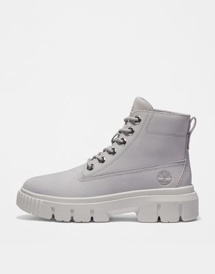 Timberland Greyfield leather boot in light gray-Black
