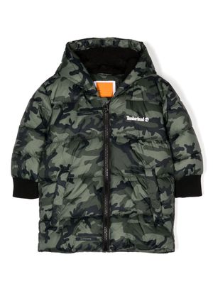 Timberland Kids camouflage-print hooded padded jacket - Green