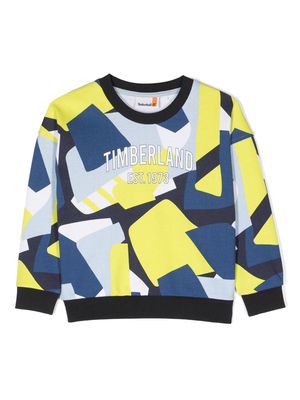Timberland Kids colour-block print logo sweatshirt - Blue