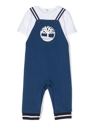 Timberland Kids dungarees short-sleeve babygrow set - Blue
