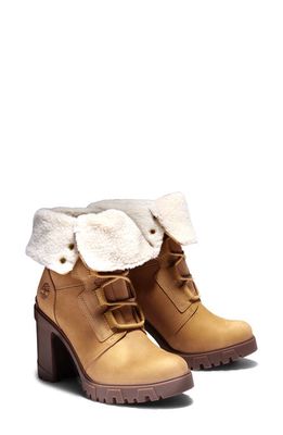 Timberland Lana Point Faux Shearling Bootie in Wheat Nubuck Leather