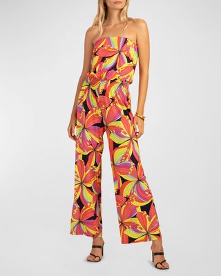 Time Out 2 Strapless Abstract-Print Jumpsuit