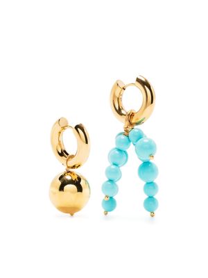 Timeless Pearly asymmetric hoop earrings - Blue