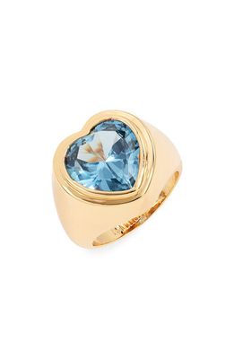 Timeless Pearly Crystal Heart Ring in Gold/Blue