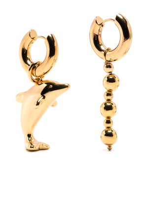 Timeless Pearly dolphin-pendant hoop earrings - Gold