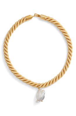 Timeless Pearly Freshwater Pearl Charm Rope Chain Necklace in Gold
