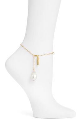 Timeless Pearly Freshwater Pearl Thin Chain Anklet in Pearl/Yellow Gold