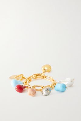 Timeless Pearly - Gold-plated, Pearl And Resin Bracelet - one size