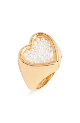 Timeless Pearly Heart Shaker Ring in Ivory/Yellow Gold