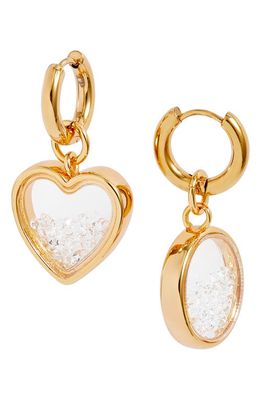 Timeless Pearly Mismatched Drop Huggie Hoop Earrings in Yellow Gold