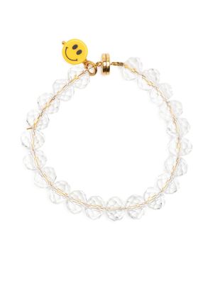 Timeless Pearly Smiley crystal-beaded bracelet - Gold