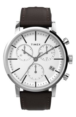 Timex Midtown Chronograph Leather Strap Watch