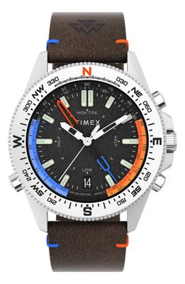 Timex® Expedition North® Tide-Temp-Compass Leather Strap Watch, 43mm in Brown 