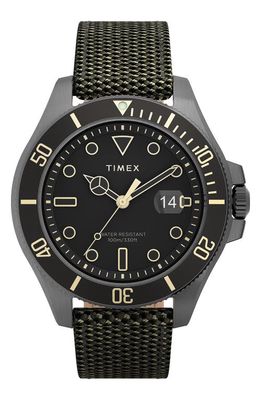 Timex® Harborside Coast Textile Strap Watch, 43mm in Gunmetal 