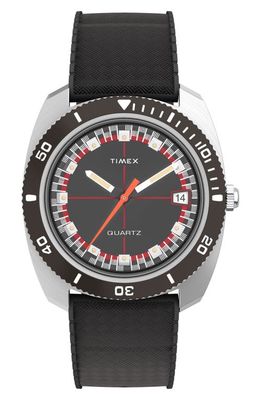 Timex® Q Timex Reissue 1971 Velocity Rubber Strap Watch, 36mm in Black 