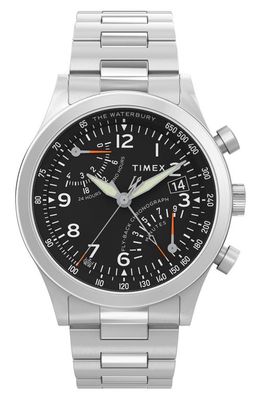 Timex® Waterbury Traditional Fly Back Chronograph Bracelet Watch, 43mm in Stainless Steel 