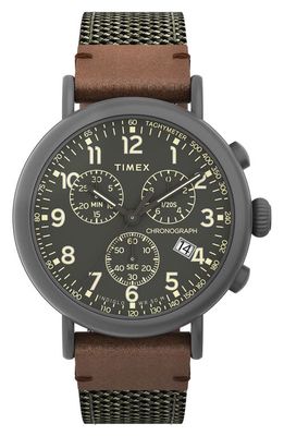 Timex Standard Chronograph Textile & Leather Strap Watch