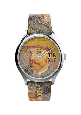 Timex x The Met Van Gogh Brass & Leather Strap Watch/40MM