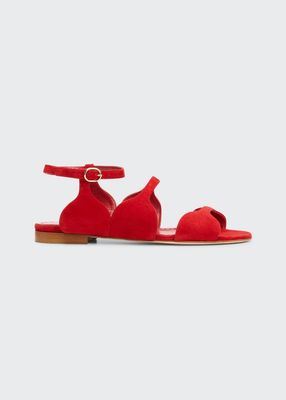 Tinax Suede Ankle-Strap Sandals
