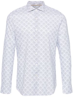 Tintoria Mattei abstract-print linen-blend shirt - White