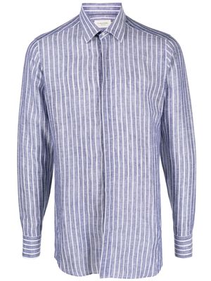 Tintoria Mattei striped button-up linen shirt - Blue