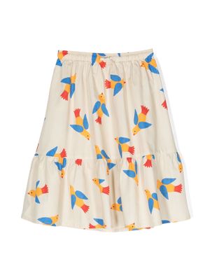 Tiny Cottons brid-print drawstring cotton skirt - Neutrals