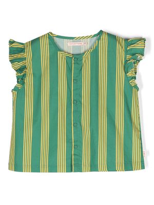 Tiny Cottons buttoned striped cotton shirt - Green