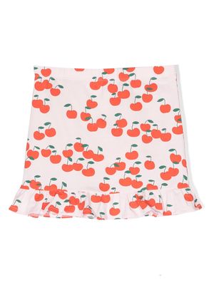 Tiny Cottons cherry-print flared skirt - Pink