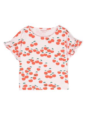 Tiny Cottons cherry-print ruffle-detail T-shirt - Pink