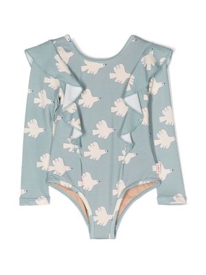 Tiny Cottons Doves-print swimsuit - Blue