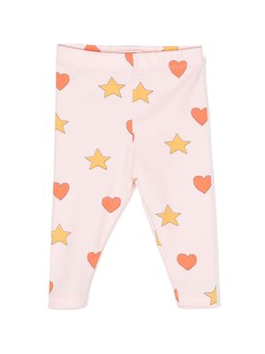 Tiny Cottons heart and stars-print leggings - Pink