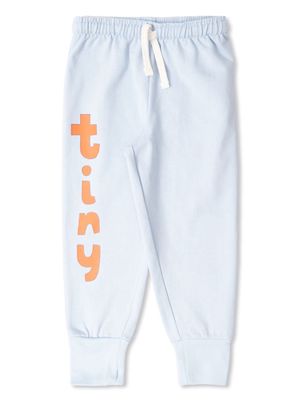 Tiny Cottons logo-print cotton track pants - Blue