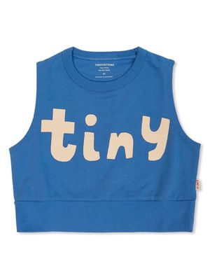 Tiny Cottons logo-print sleeveless cotton shirt - Blue