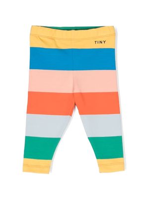 Tiny Cottons logo-print striped leggings - Blue