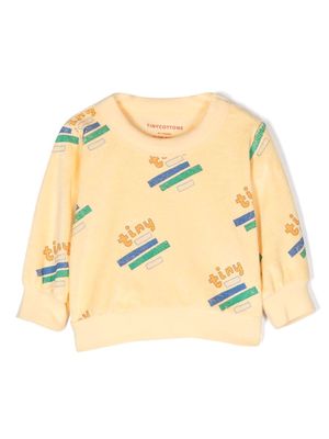 Tiny Cottons logo-print terry sweatshirt - Yellow