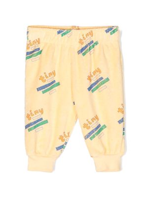 Tiny Cottons logo-print terry track pants - Yellow