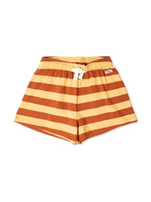 Tiny Cottons striped high-waist shorts - Brown