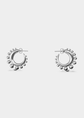 Tiny Khartoum Embellished Hoop Earrings in Polished Sterling Silver