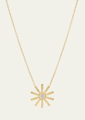 Tiny Sunflower Necklace with Diamond Center