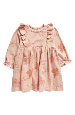 TINY TRIBE Floral Frill Long Sleeve Dress in Blush