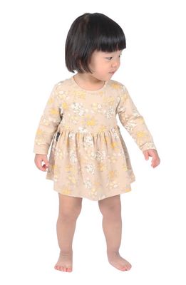 TINY TRIBE Floral Garden Long Sleeve Knit Dress in Biscuit