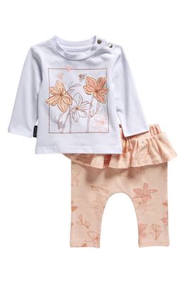 TINY TRIBE Floral Graphic T-Shirt and Joggers Set in White Multi