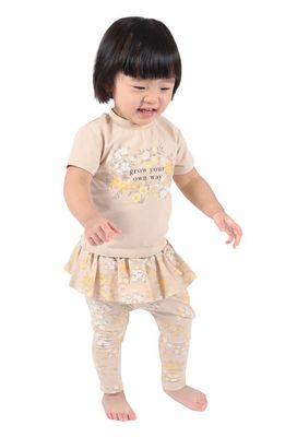 TINY TRIBE Grow Your Own Way Floral Graphic T-Shirt & Leggings Set in Biscuit